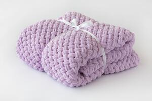Deka Knittingly lila Ručně pletená deka 130/170