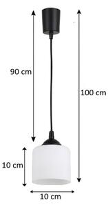 Brilagi - LED luster na lanku RETRO GLASS 1xE27/60W/230V priemer 14 cm čierna/biela