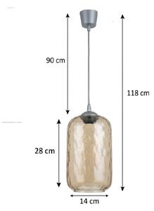 Brilagi -LED luster na lanku R GLASS 1xE27/60W/230V pr. 14 cm strieborná/dymovo-hnedá