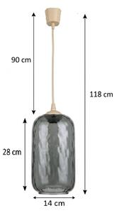 Brilagi - LED luster na lanku R GLASS 1xE27/60W/230V priemer 14 cm béžová/dymová sivá