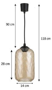 Brilagi - LED závesný luster na lanku R GLASS 1xE27/60W/230V pr. 14 cm čierna/dymovo-hnedá