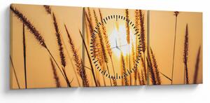 Obraz - Traviny na slnku (s hodinami) (90x30 cm)