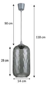 Brilagi - LED luster na lanku R GLASS 1xE27/60W/230V, priemer 14 cm, strieborná/dymová sivá
