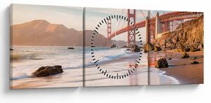 Obraz - Golden Gate Bridge (s hodinami) (90x30 cm)