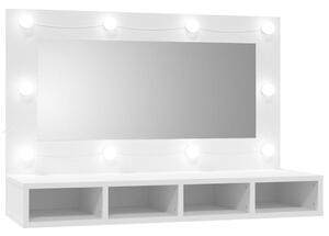 Zrkadlová skrinka s LED biela 90x31,5x62 cm