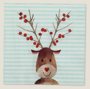 Vianočné obrúsky Reindeer Stripes 20 szt