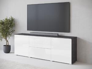 Mirjan24 TV skrinka Sawoti 181, Farby: matera / biely lesk, Osvetlenie: osvetlenie LED biele 5903211409370