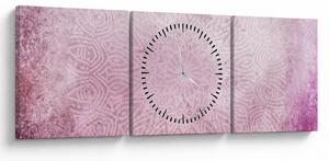 Obraz - Mandala v ružovej stene (s hodinami) (90x30 cm)