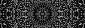 Obraz Mandala vo vintage štýle v čiernobielom prevedení - 120x40