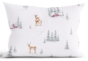 Vianočná bavlnená obliečka na vankúš Renforcé 40 × 60 cm – Zimný les