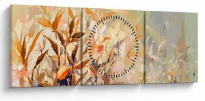 Obraz - Maľované rastliny (s hodinami) (90x30 cm)