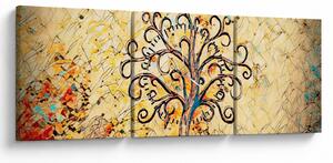 Obraz - Mozaikový strom života (s hodinami) (90x30 cm)