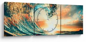 Obraz - Vlna (s hodinami) (90x30 cm)
