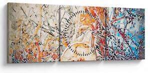 Obraz - Mozaiková abstrakcia (s hodinami) (90x30 cm)