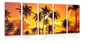 5-dielny obraz kokosové palmy na pláži - 100x50