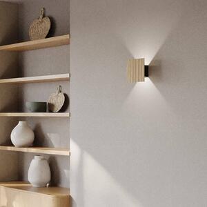Elobra LED nástenné svetlo Inka S, dub/čierna, drevo, výška 15 cm, Svetlé drevo, Obývacia izba / jedáleň, Drevo, Moderný, Nástenné svietidlo