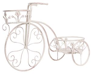 Stojan na rastliny krémová biela kov železo 66 x 24 x 49 cm tvar bicykla držiak na kvety provensalský štýl interiér exteriér