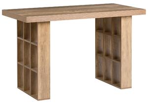 Písací stôl svetlohnedý MDF 120 x 60 cm s 18 policami úložný priestor škandinávsky štýl