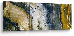 Obraz - Zlatá abstrakcia (s hodinami) (90x30 cm)