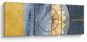 Obraz - Tvary a kvet (s hodinami) (90x30 cm)