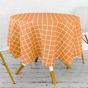 Obrus ​​PVC okrúhly DC-8400 – Kockovaná oranžová (rôzne veľkosti)