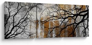 Obraz - Siluety stromov (s hodinami) (90x30 cm)
