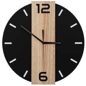 Tutumi - Nástenné hodiny Scandy - čierna / hnedá - ⌀ 35 cm