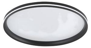 Stropné LED svetlo Isy, čierne, Ø 55 cm, kov, stmievateľné, Čierna, Obývacia izba / jedáleň, kov, Moderný, Závesné svietidlo