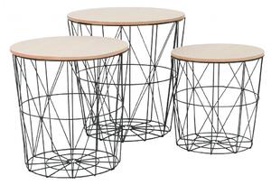 Tutumi - Drôtený príručný stolík - prírodná/čierna - 40x40x41 cm