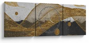 Obraz - Zlaté pierka (s hodinami) (90x30 cm)