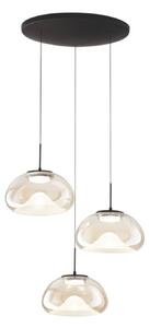 LED závesné svietidlo Brena, 3-pl., koňak, Ø 35 cm stmievateľné, Hnedá / hrdzavá, Obývacia izba / jedáleň, Sklo, Moderný, Závesné svietidlo