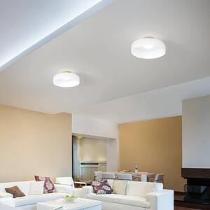 Stropné LED svetlo Lunar, biele, sklo, Ø 42 cm, stmievateľné, Biela / opálová, Obývacia izba / jedáleň, Sklo, Moderný, Závesné svietidlo