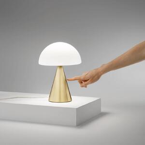 Stolová LED lampa Blip, mosadz/biela, sklo, dotykový stmievač, Mosadz / zlato, Obývacia izba / jedáleň, Sklo, Moderný, Stolová lampa
