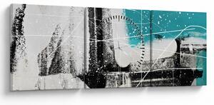 Obraz - Tyrkysová abstrakcia (s hodinami) (90x30 cm)