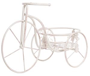 Stojan na rastliny krémová biela kov železo 52 x 26 x 35 cm tvar bicykla držiak na kvety provensalský štýl interiér exteriér