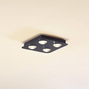Lindby Stropné svietidlo Jyla, čierne matné, 25 x cm, 4-pl., Čierna, Chodba, kov, Moderný, Stropné svetlo
