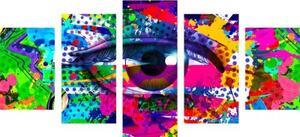 5-dielny obraz ľudské oko v pop-art štýle - 100x50