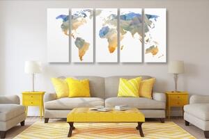 5-dielny obraz polygonálna mapa sveta - 100x50