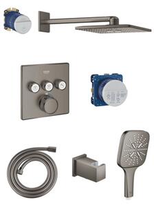 Sprchový systém Grohe s termostatickou batériou brúsený hard graphite GBAL9