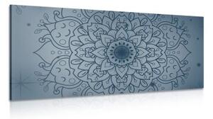 Obraz tmavo modrý kvet Mandaly - 100x50