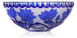 Bohémia Crystal Ručne brúsená misa Lotos Modrá 280mm