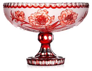 Bohemia Crystal Ručne brúsená misa na nohe Sakura Rubín 305mm