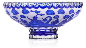 Bohémia Crystal Ručne brúsená misa Ocean Modrá 305mm