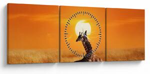 Obraz - Žirafy v národnom parku Serengeti (s hodinami) (90x30 cm)