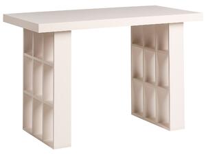 Písací stôl svetlobéžový MDF 120 x 60 cm s 18 policami úložný priestor škandinávsky štýl