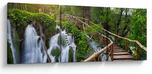 Obraz - Plitvické jazerá (s hodinami) (90x30 cm)