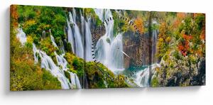 Obraz - Národný park Plitvické jazerá (s hodinami) (90x30 cm)
