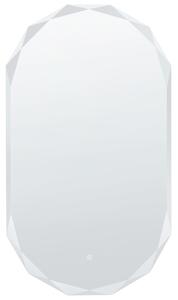 Nástenné závesné zrkadlo s LED osvetlením biele sklo oválny tvar 62 x 109 cm moderný štýl kúpeľňa spálňa