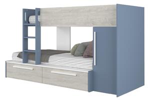90x200 cm | Detská poschodová posteľ so skriňou a šuplíky Cascina - smoky blue