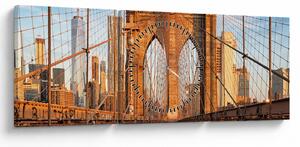 Obraz - Brooklynský most (s hodinami) (90x30 cm)